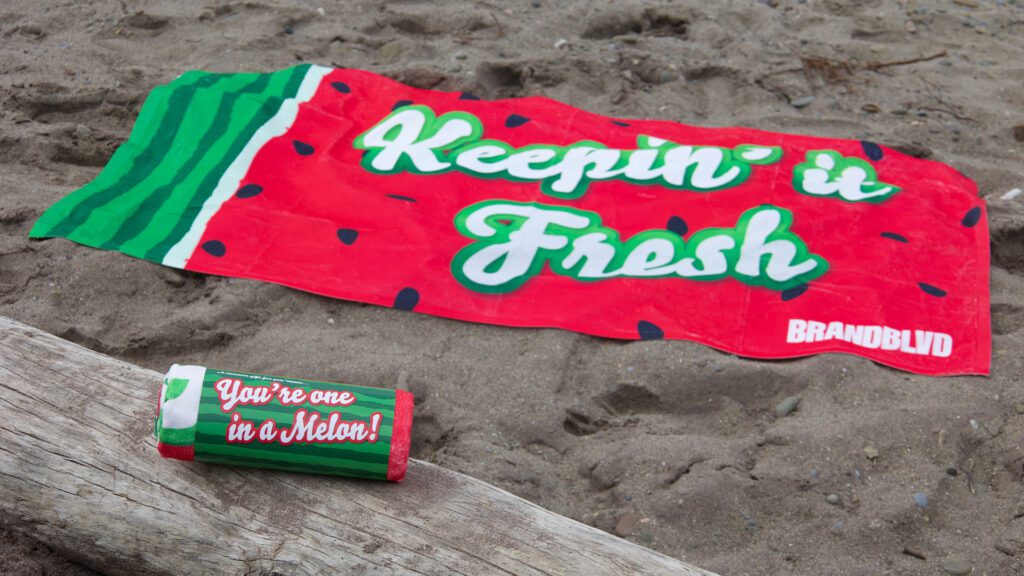 one in a melon towel designed to prospect creative design